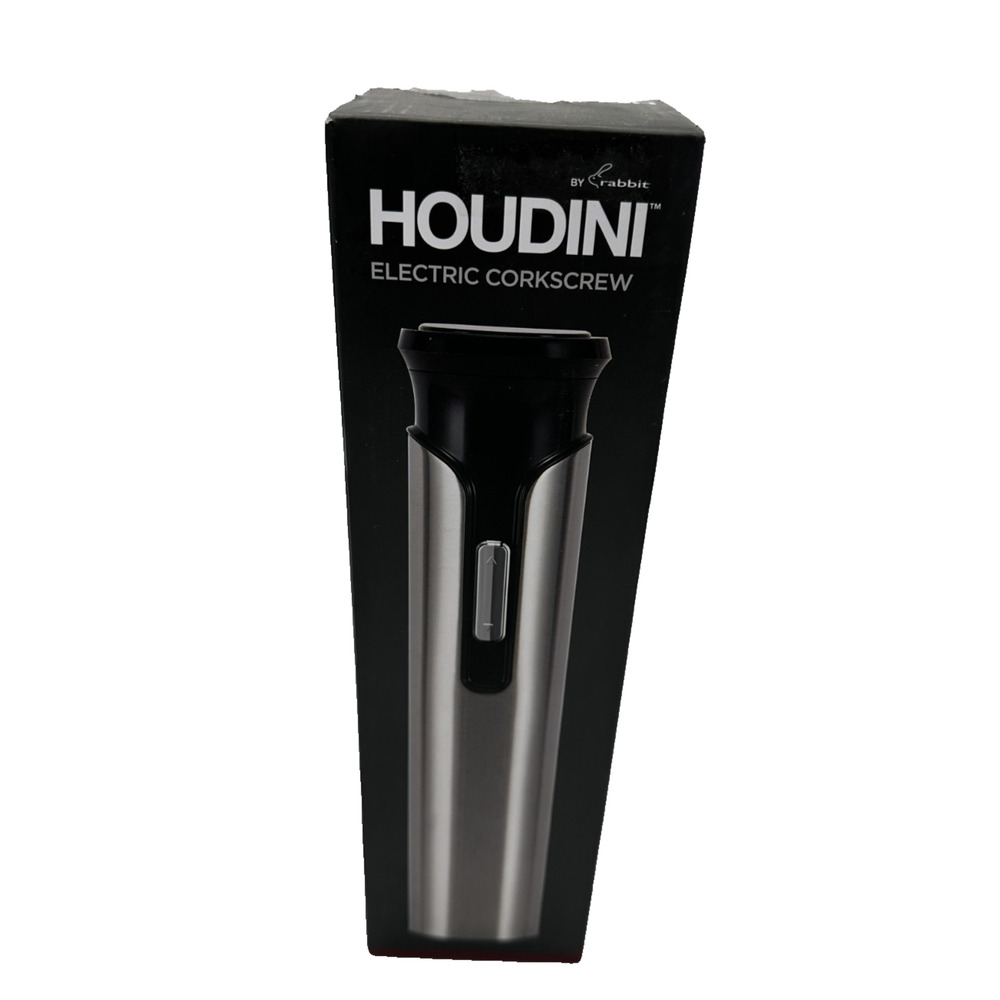 Rabbit Houdini Electric Corkscrew Wine Opener Black Stainless Automatic Battery